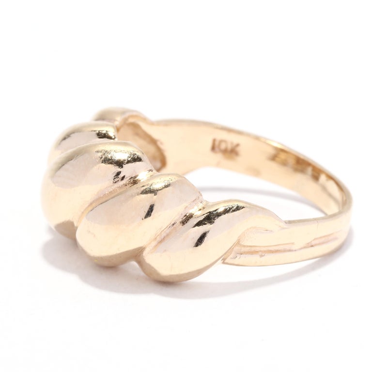 Domed Croissant Ring, 10KT Yellow Gold, Ring For Sale at 1stDibs