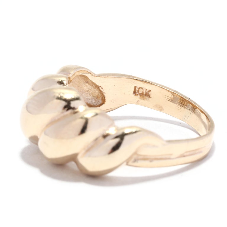 Domed Croissant Ring, 10KT Yellow Gold, Ring For Sale at 1stDibs