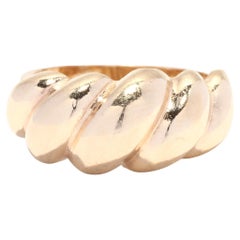 Domed Croissant-Ring, 10KT Gelbgold, Ring