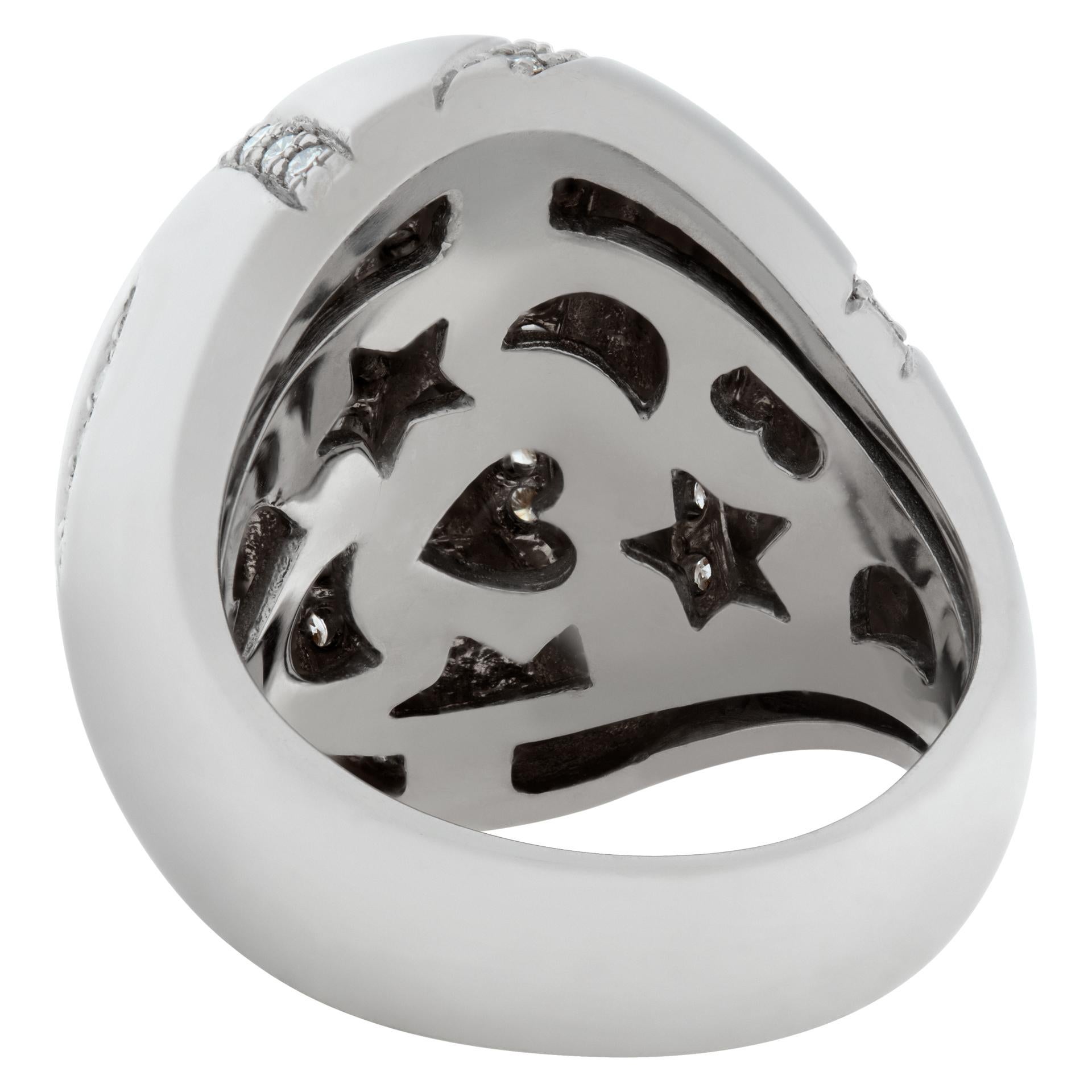 Domed Diamond 18k White Gold Ring For Sale 1