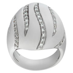 Domed Diamond 18k White Gold Ring