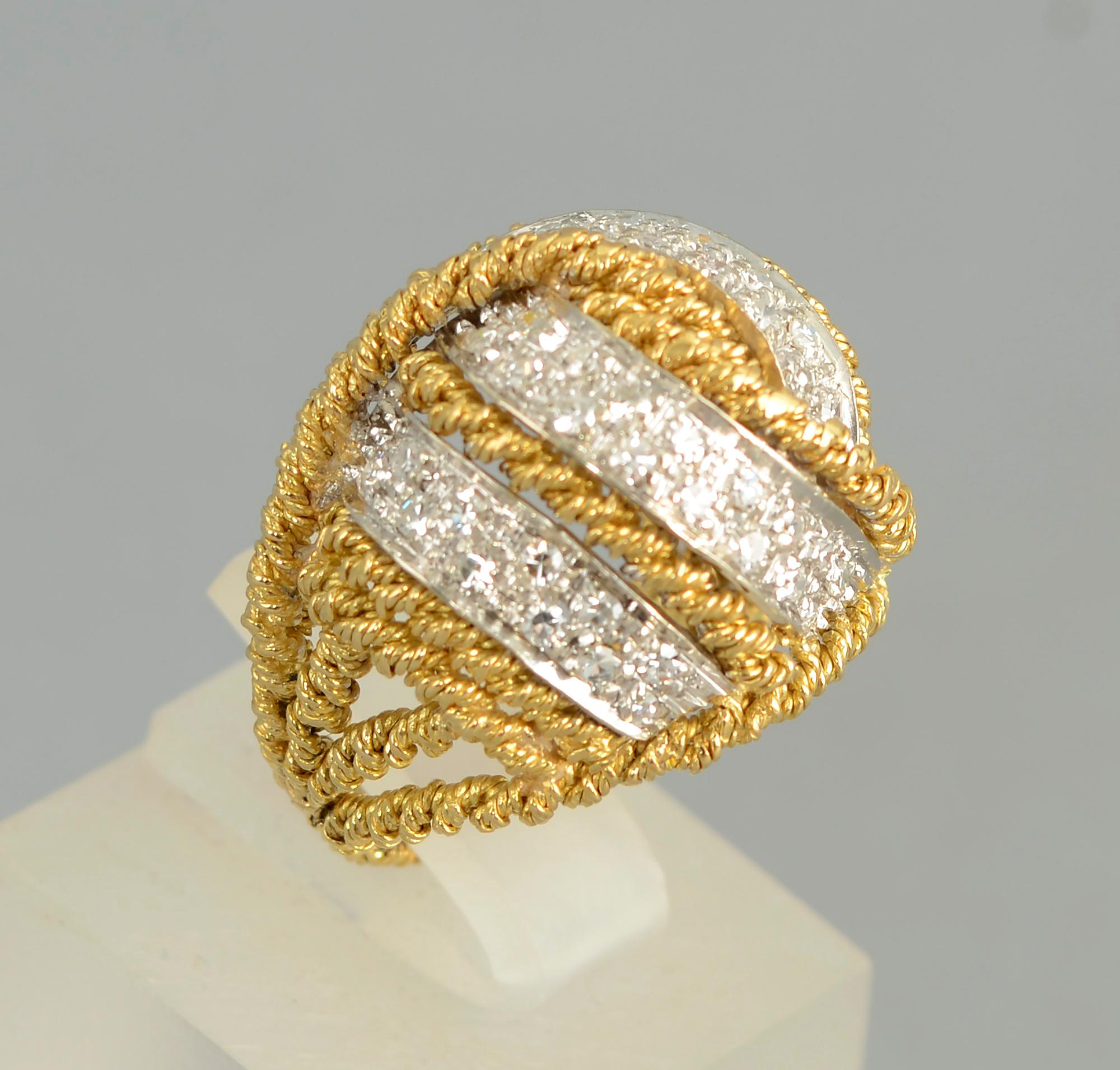 Modern Domed Diamond Cocktail Ring For Sale