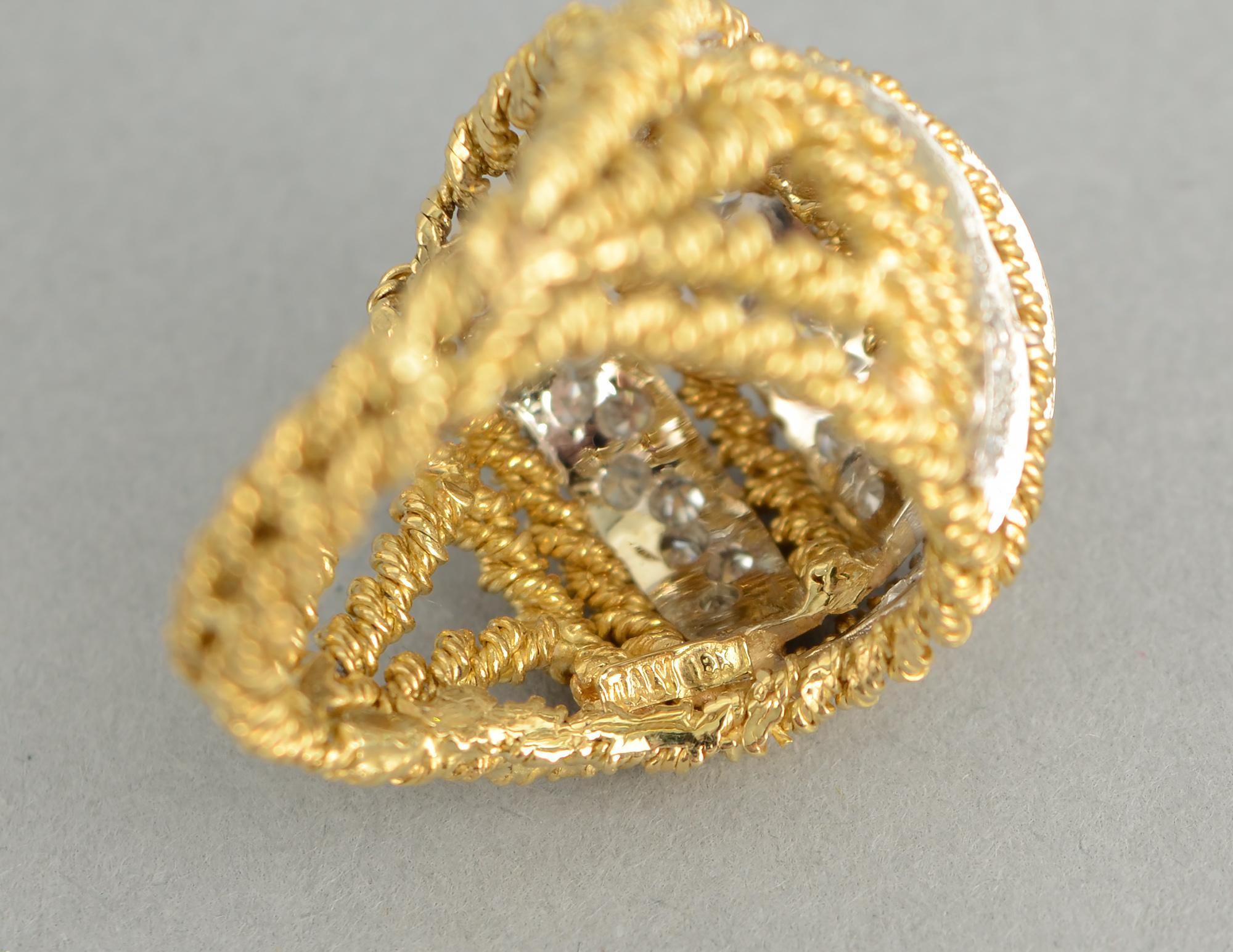 Domed Diamond Cocktail Ring In Excellent Condition For Sale In Darnestown, MD
