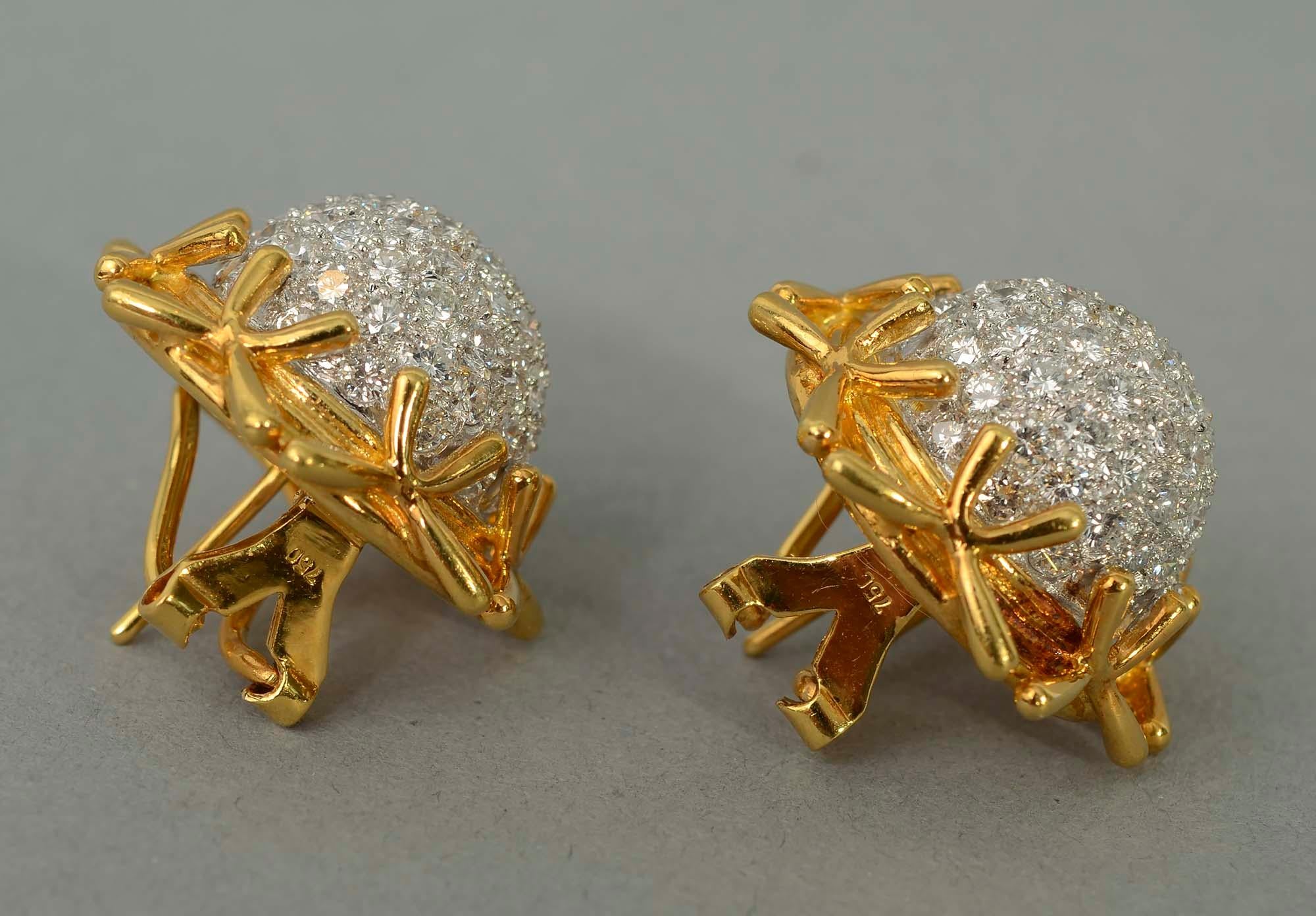 Brilliant Cut Domed Diamond Earrings For Sale