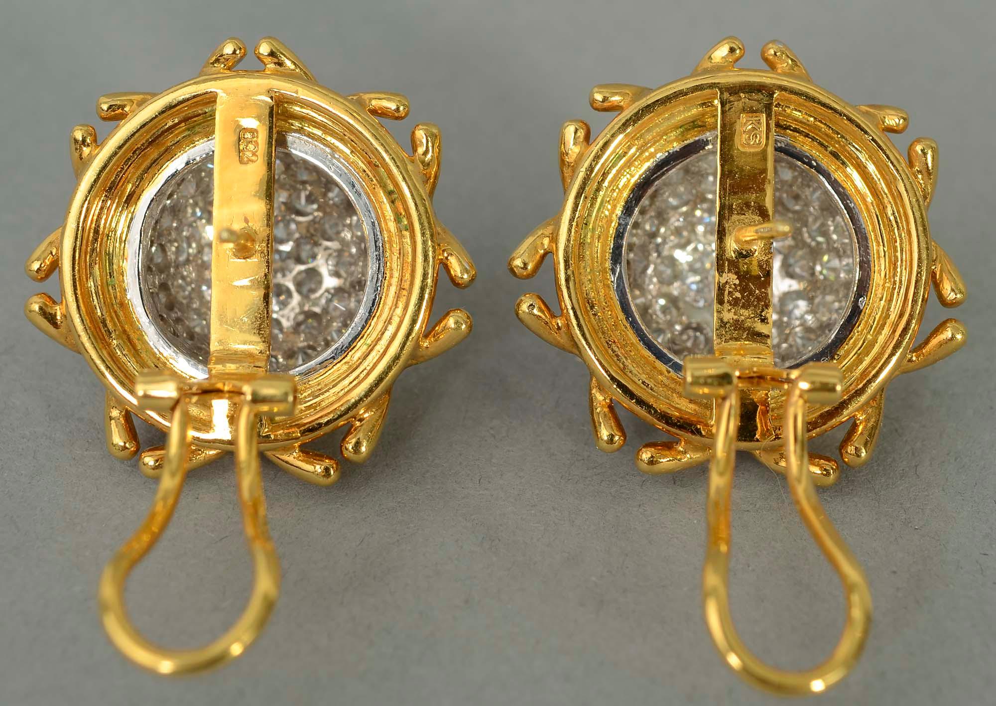 Domed Diamond Earrings In Excellent Condition For Sale In Darnestown, MD