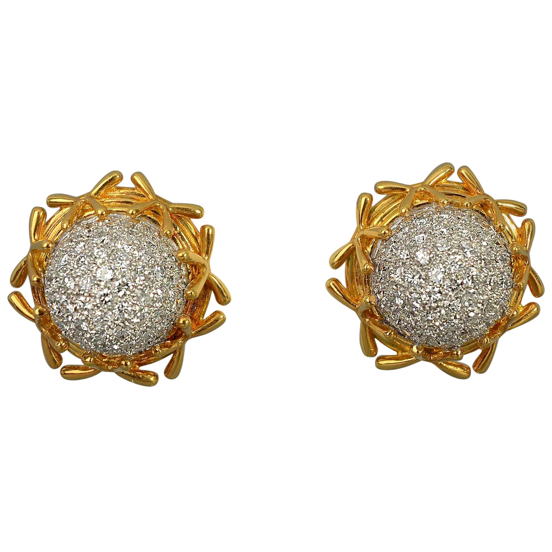 Domed Diamond Earrings For Sale