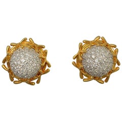 Vintage Domed Diamond Earrings