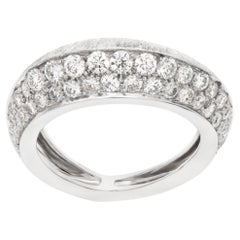 Domed Diamond Ring in 18k Matte White Gold, 1.00 Carats in Diamonds
