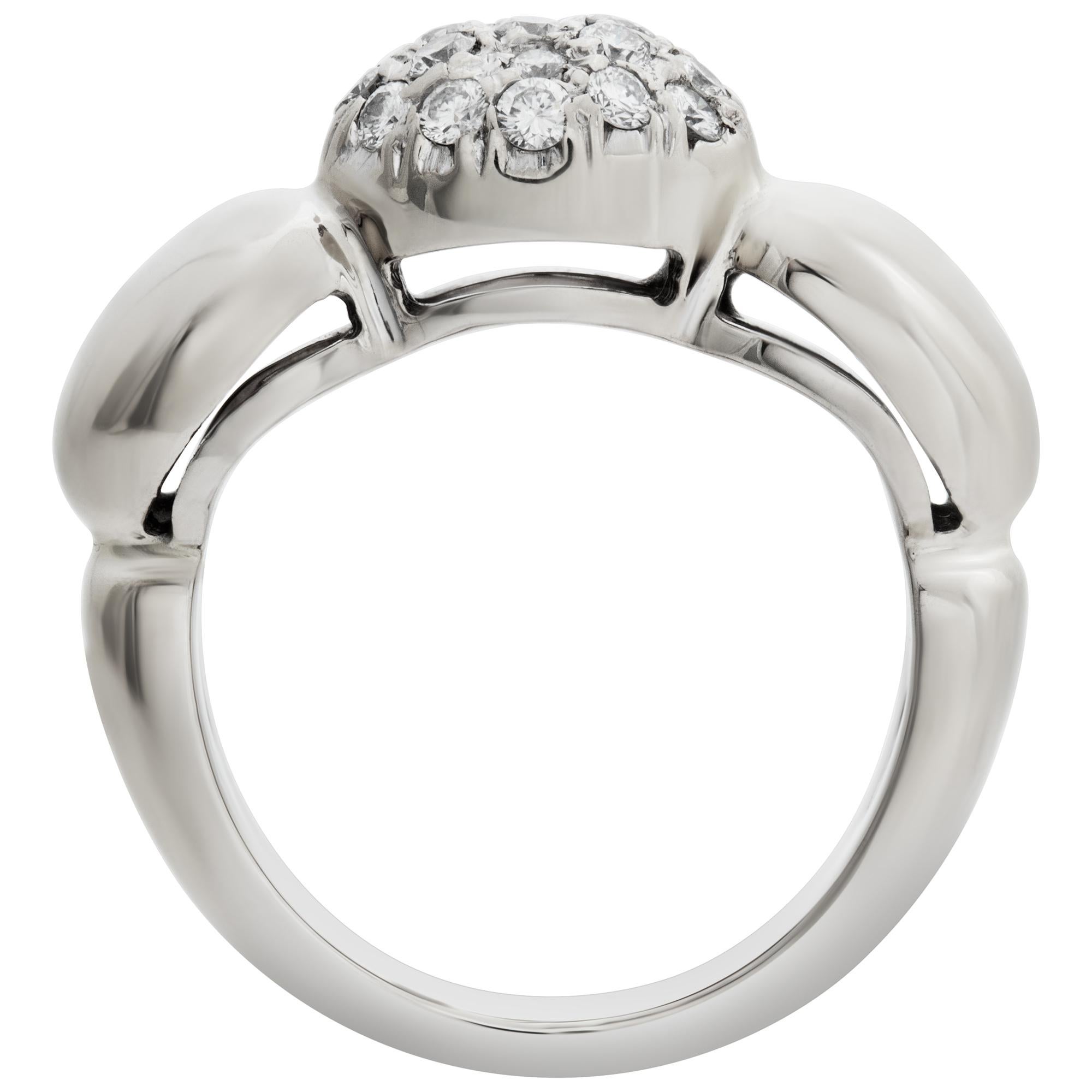 Women's Domed Diamond Ring in 18k White Gold