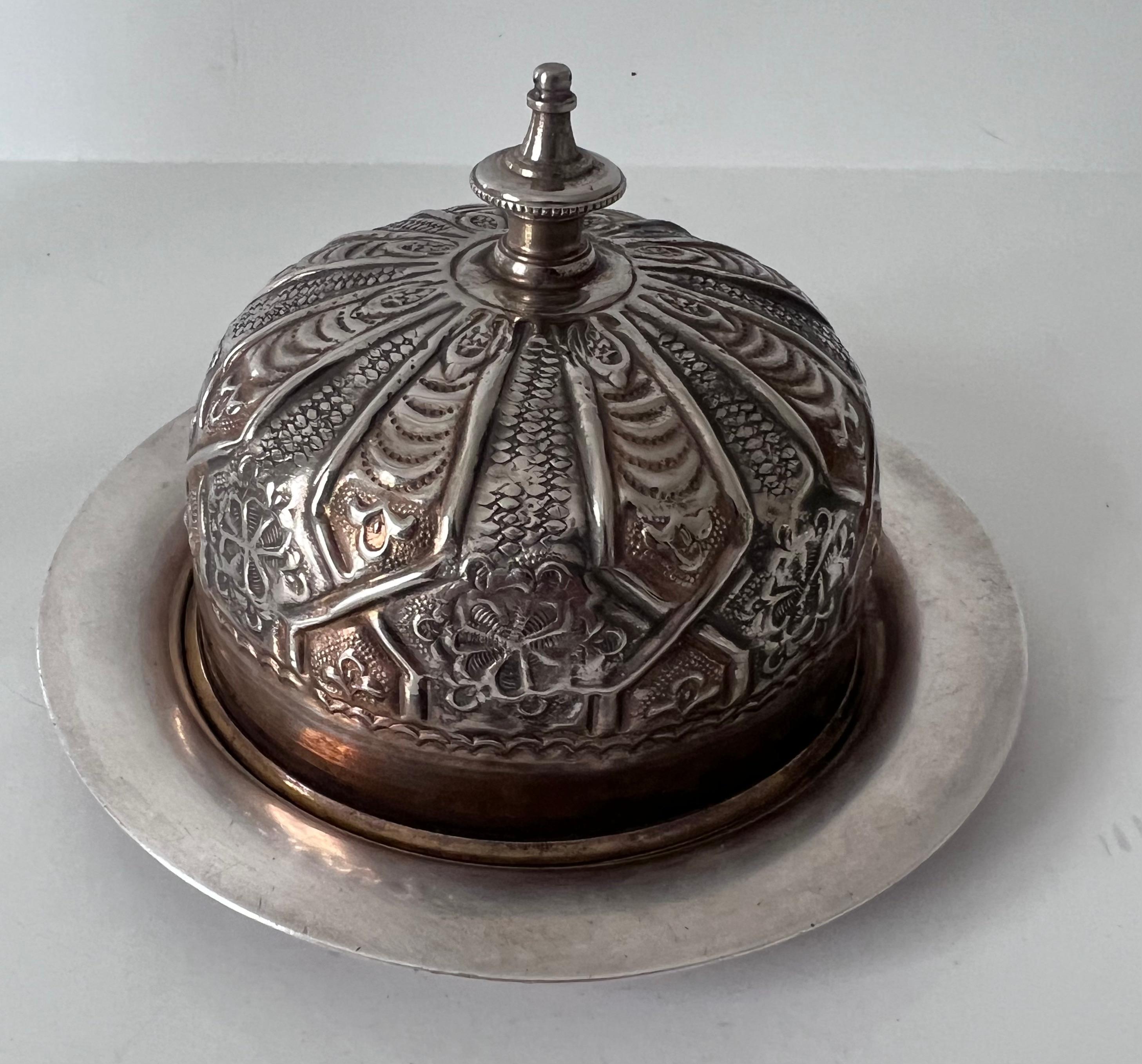 Domed French Silver Plate Repoussé Butter or Covered Dish Plate For Sale 6