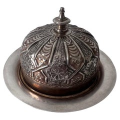 Domed French Silver Plate Repoussé Butter or Covered Dish Plate