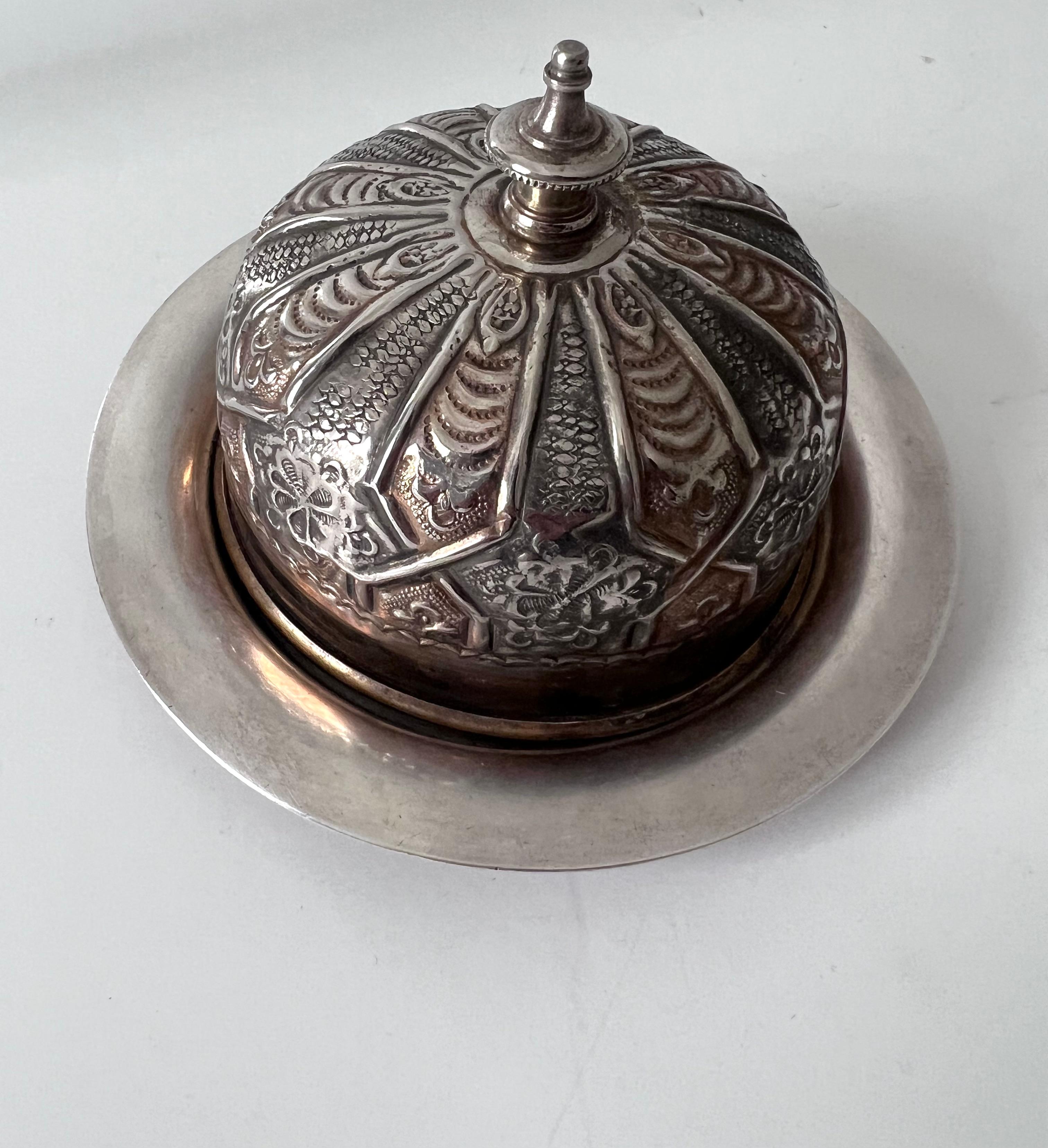 20th Century Domed French Silver Plate Repoussé Butter or Covered Dish Plate For Sale