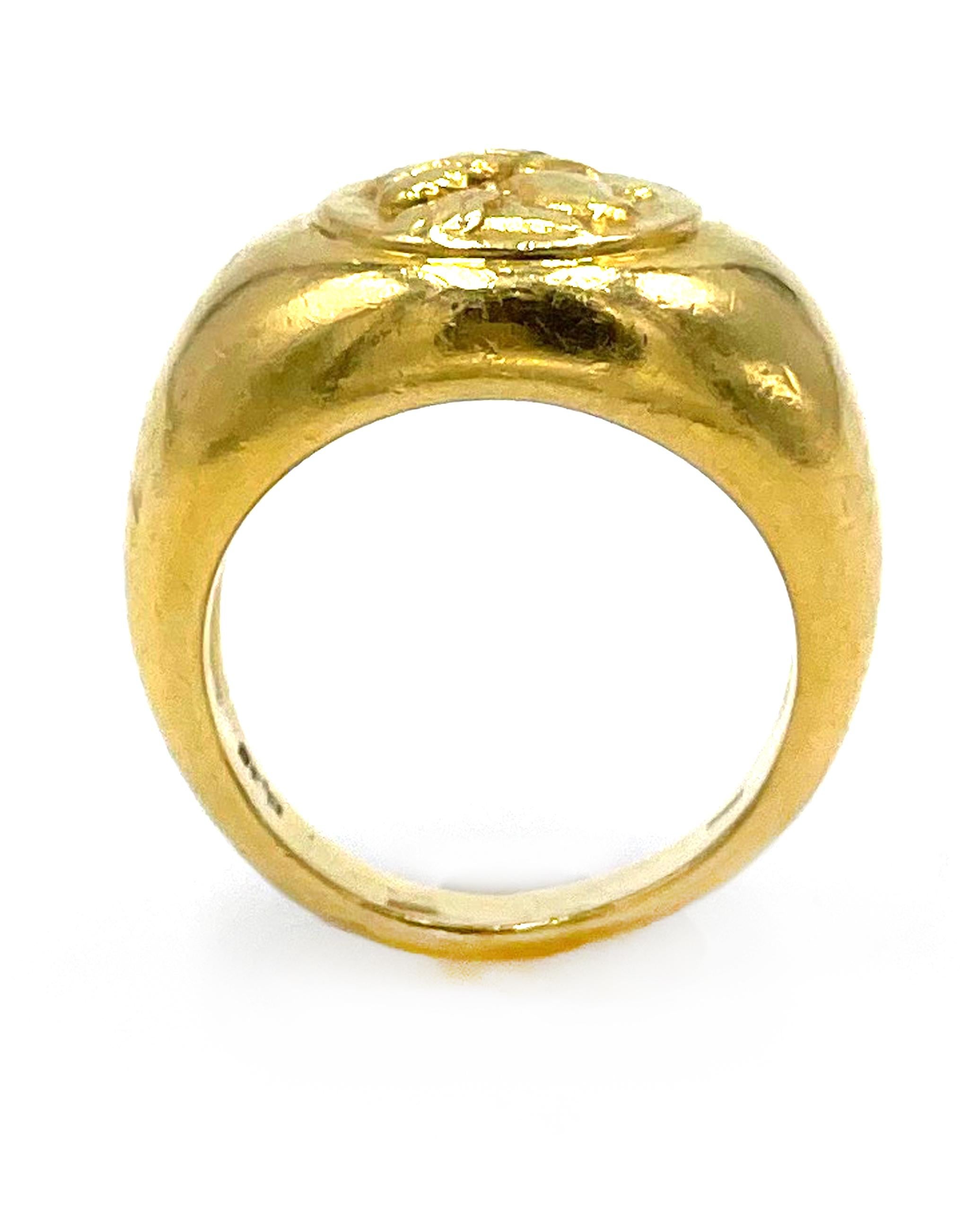 Domed Signet Style Ring, 18K Yellow Gold In Fair Condition For Sale In Old Tappan, NJ