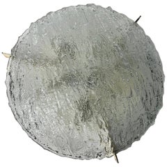 Domed Kaiser Glass Flush Mount with Chrome Finials 1960 Germany