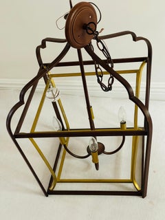 Vintage Domed Lantern Pendant Chandelier, Metal, American Style