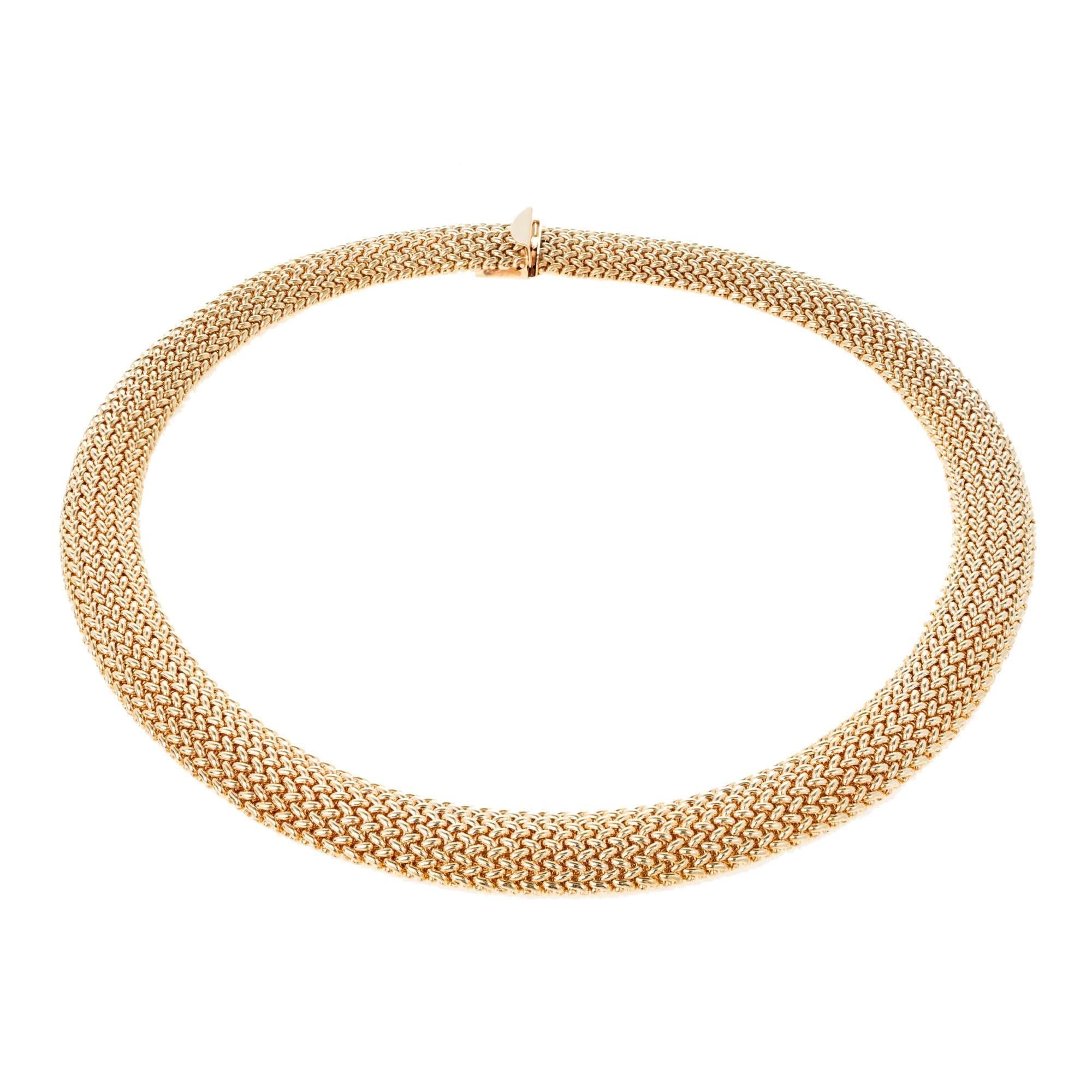 Domed Mesh Yellow Gold Necklace