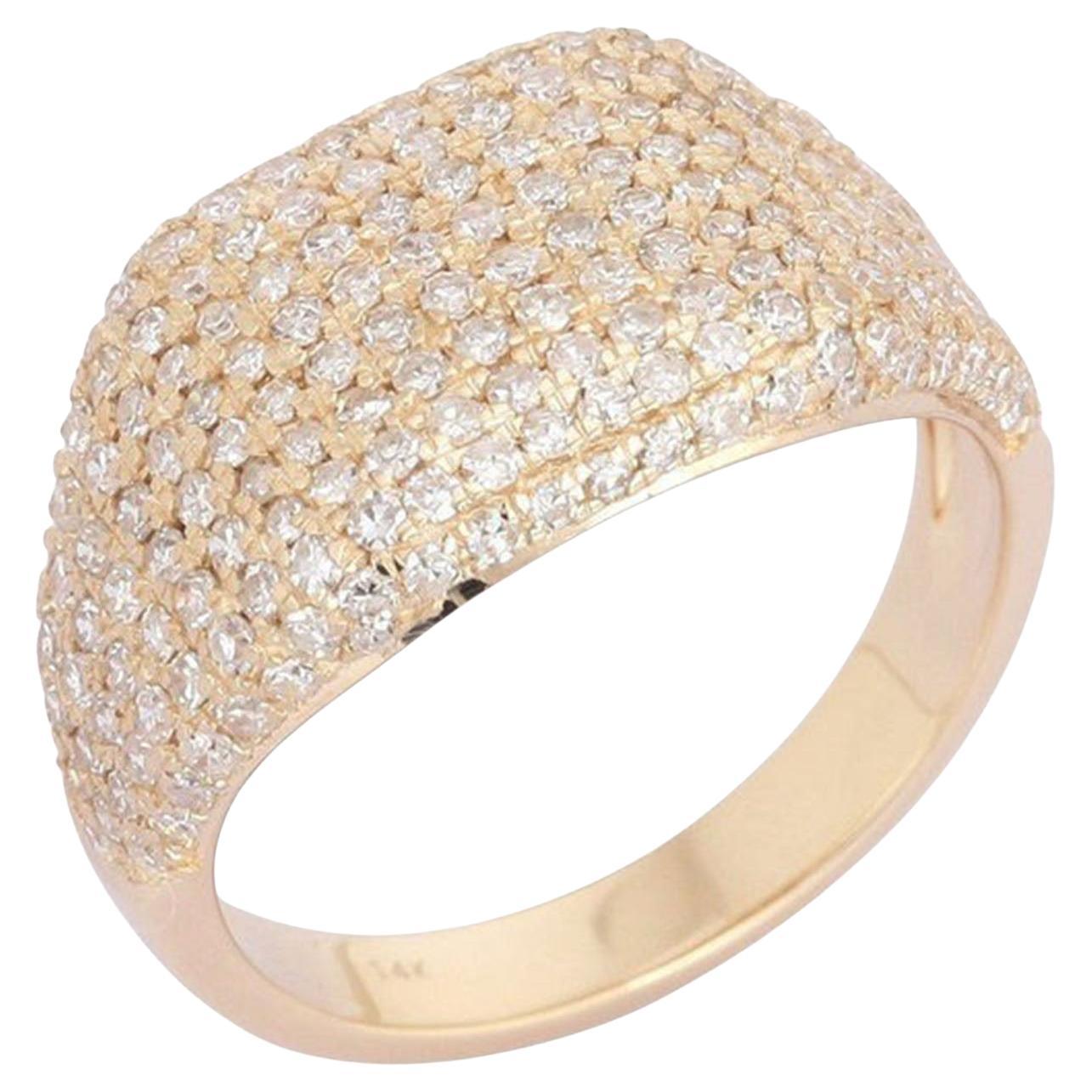 For Sale:  Domed Pave Diamond 14K Yellow Gold Cocktail Ring