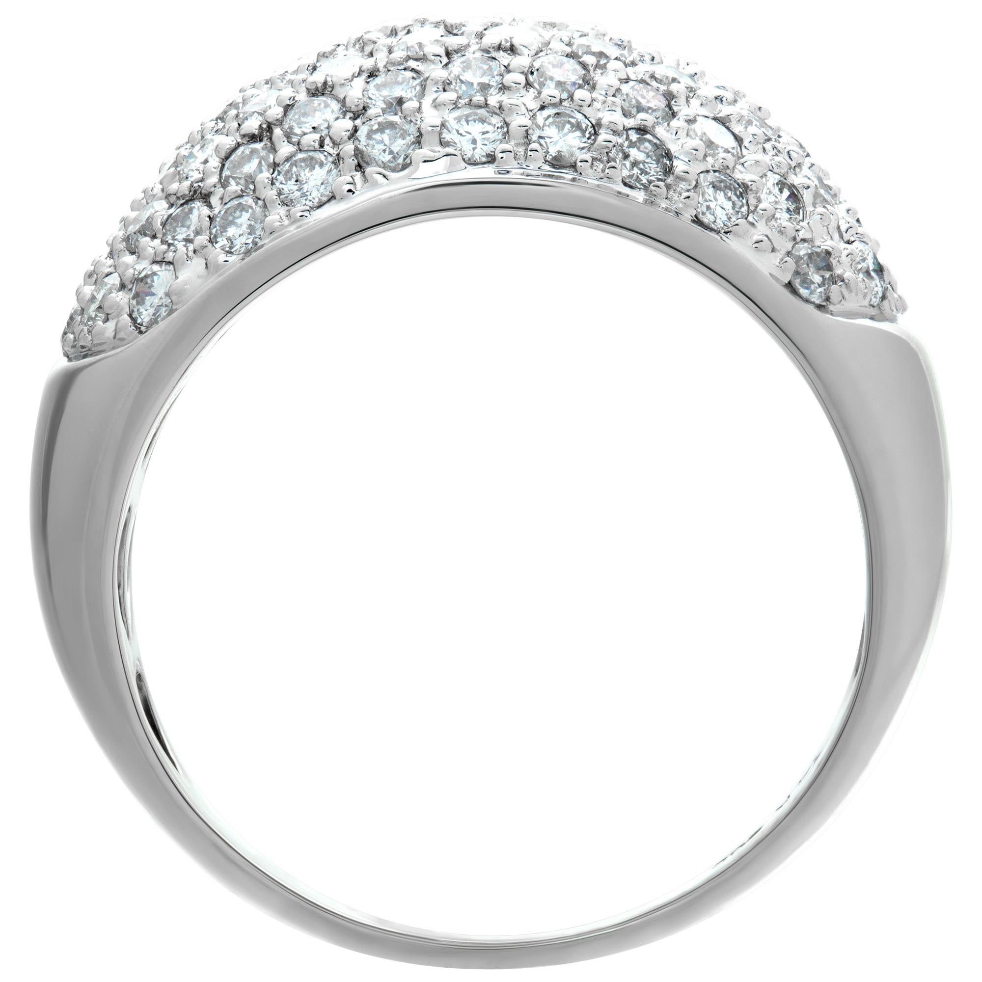 Women's Domed Pave diamond ring in white gold. 3.0 cts in pave diamonds.(G-H, SI2) For Sale