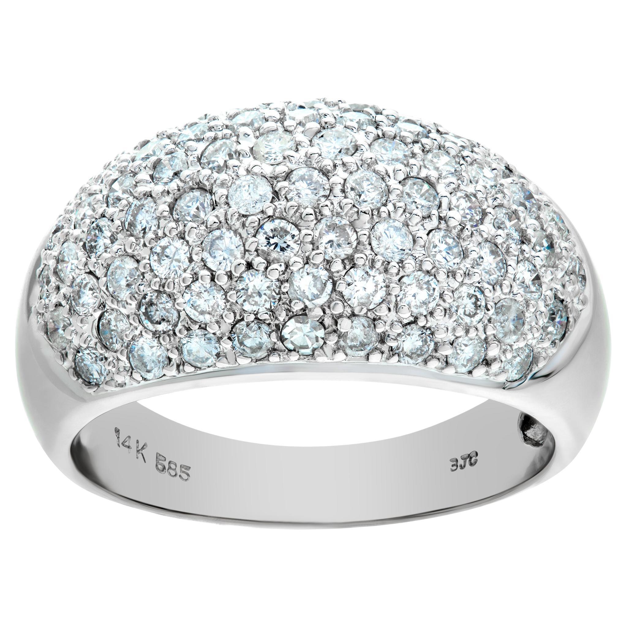 Domed Pave diamond ring in white gold. 3.0 cts in pave diamonds.(G-H, SI2) For Sale