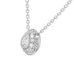 Domed Pear Pave Diamond Platinum Pendant Slide Necklace