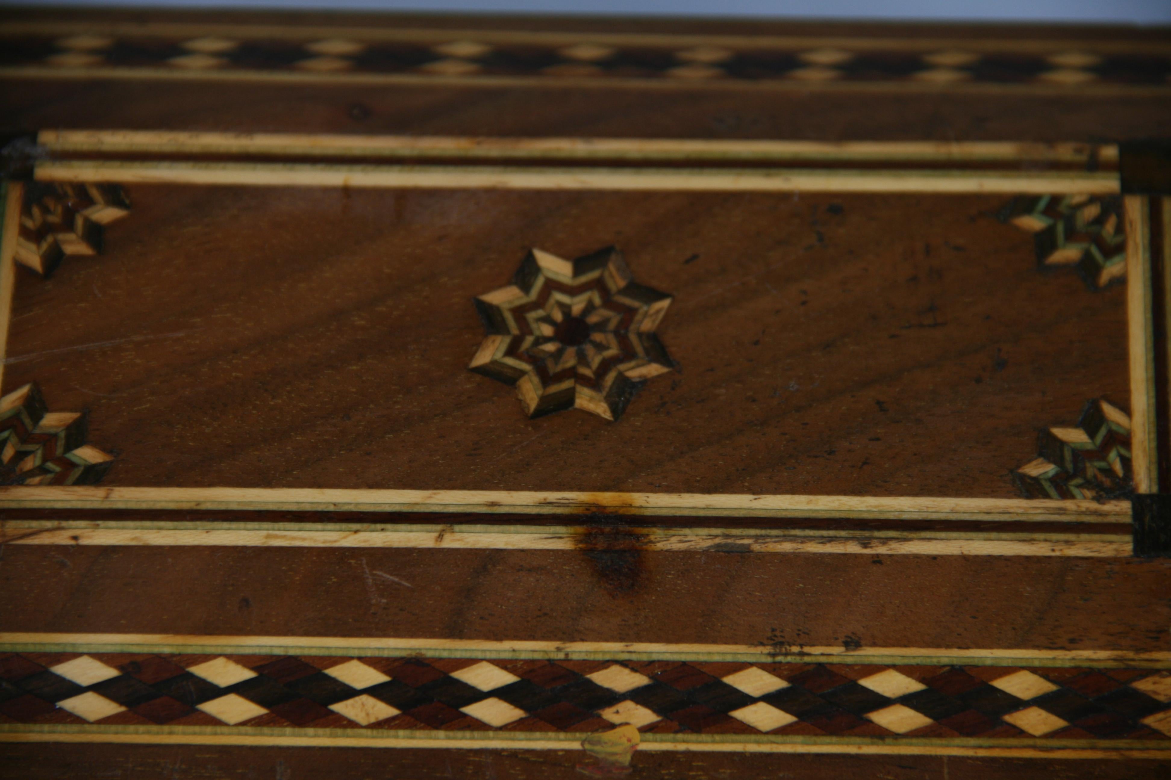 Domed Top Inlaid Wood Box with Metal Liner For Sale 1