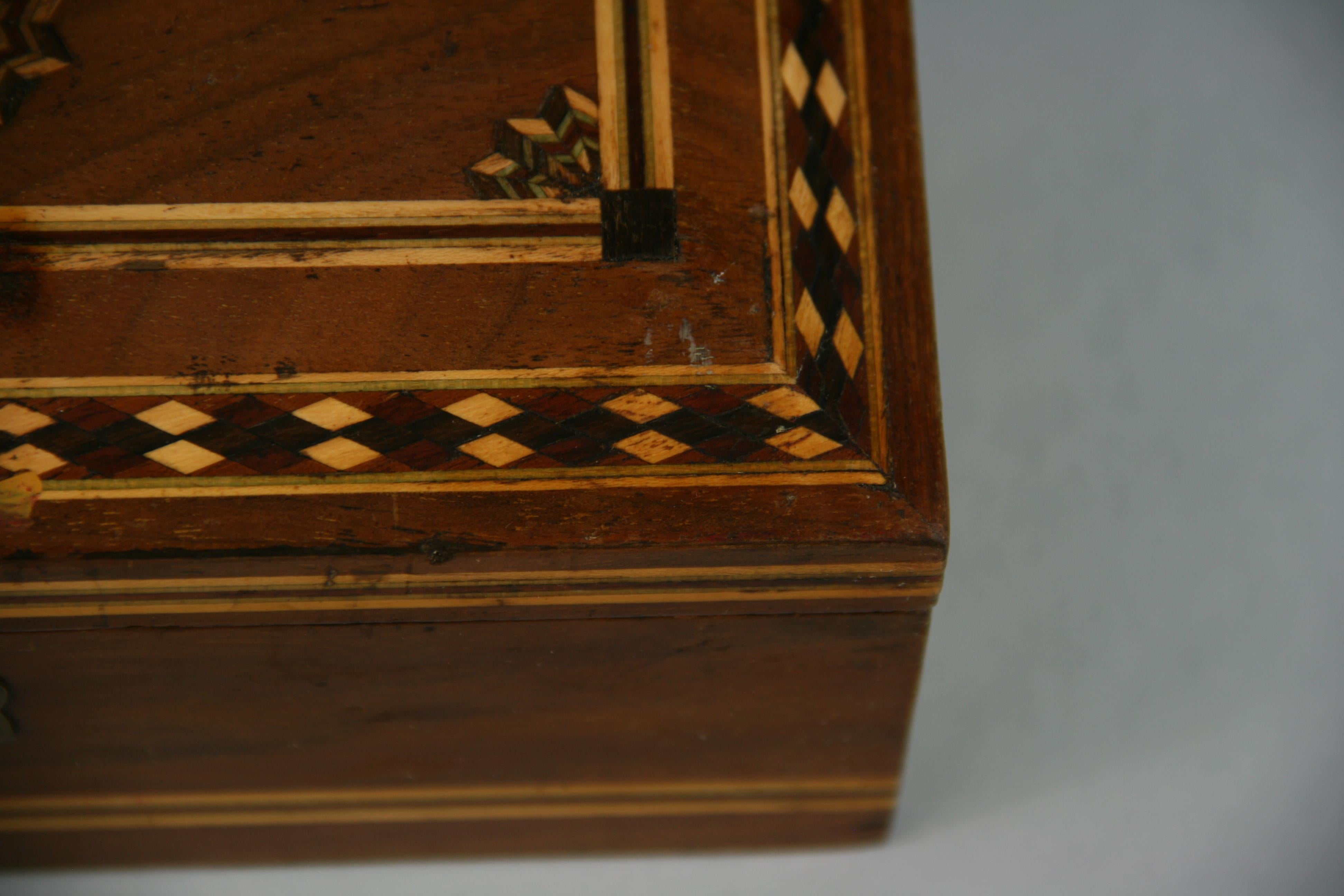 Domed Top Inlaid Wood Box with Metal Liner For Sale 2
