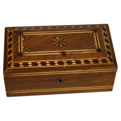 Retro Domed Top Inlaid Wood Box with Metal Liner