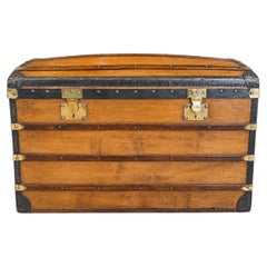 Domed Travel Trunk 19th Century – Wood, Brass, Leather – Restored