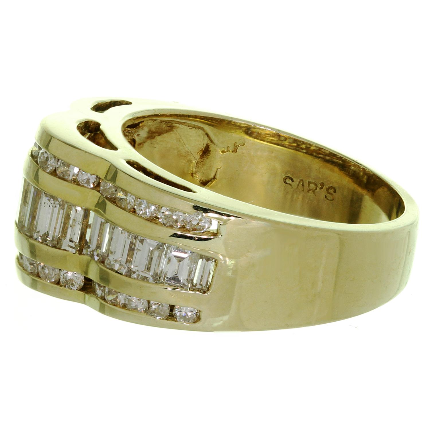 Domed Wave Diamond Yellow Gold Ring For Sale 2