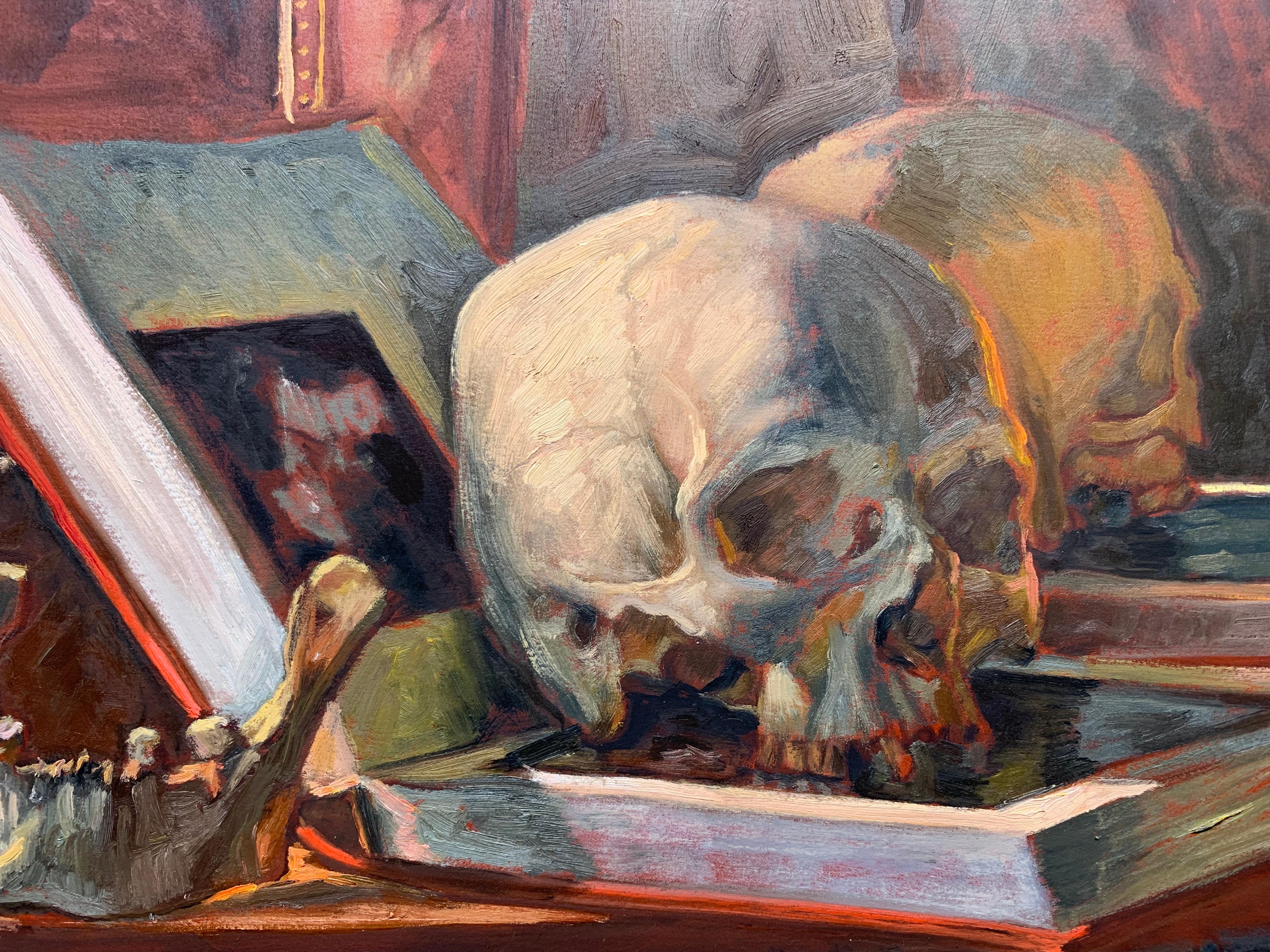 Skull and Mask - Painting by Domenic Cretara