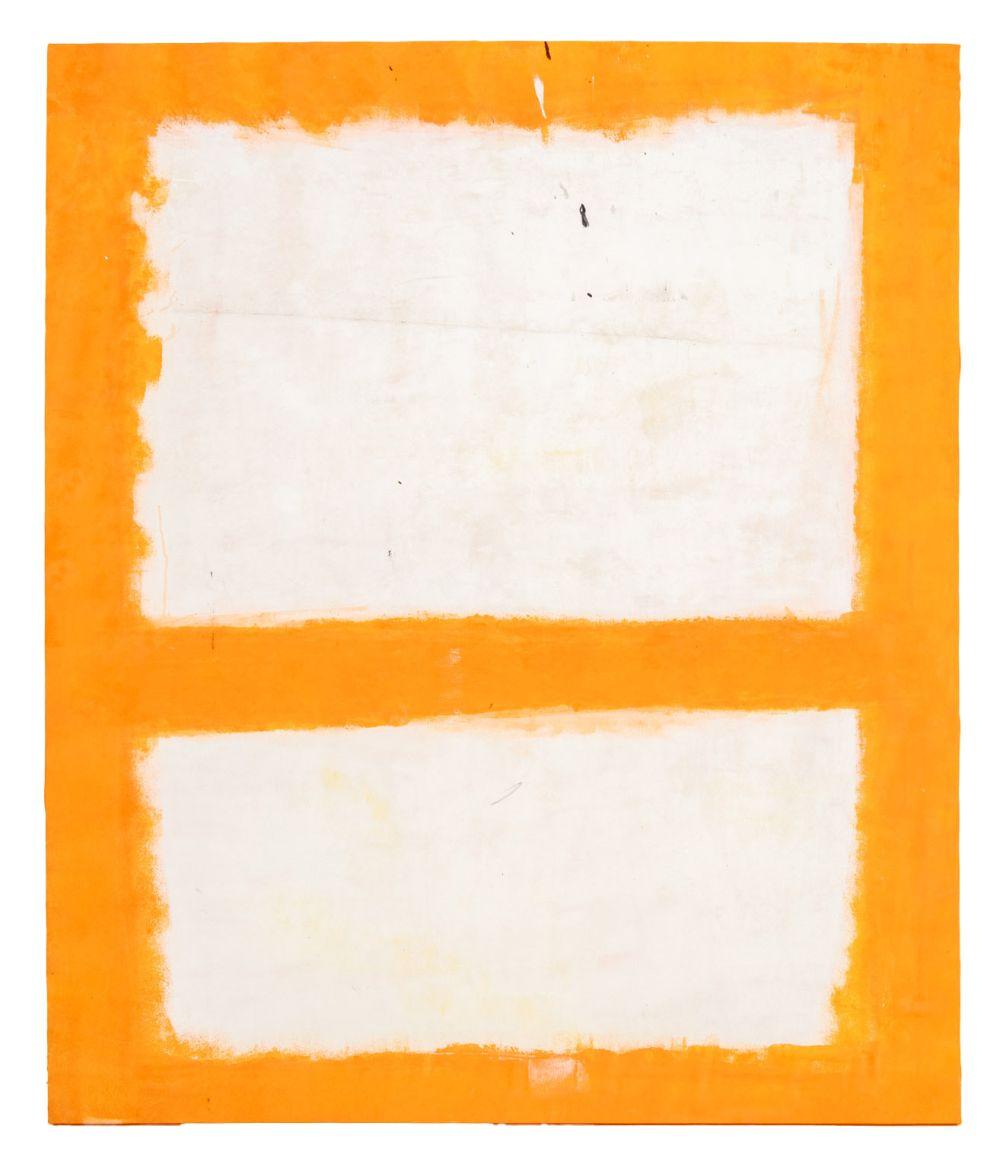 Abstract Composition in Orange, Oil on Canvas, Late 20th Century