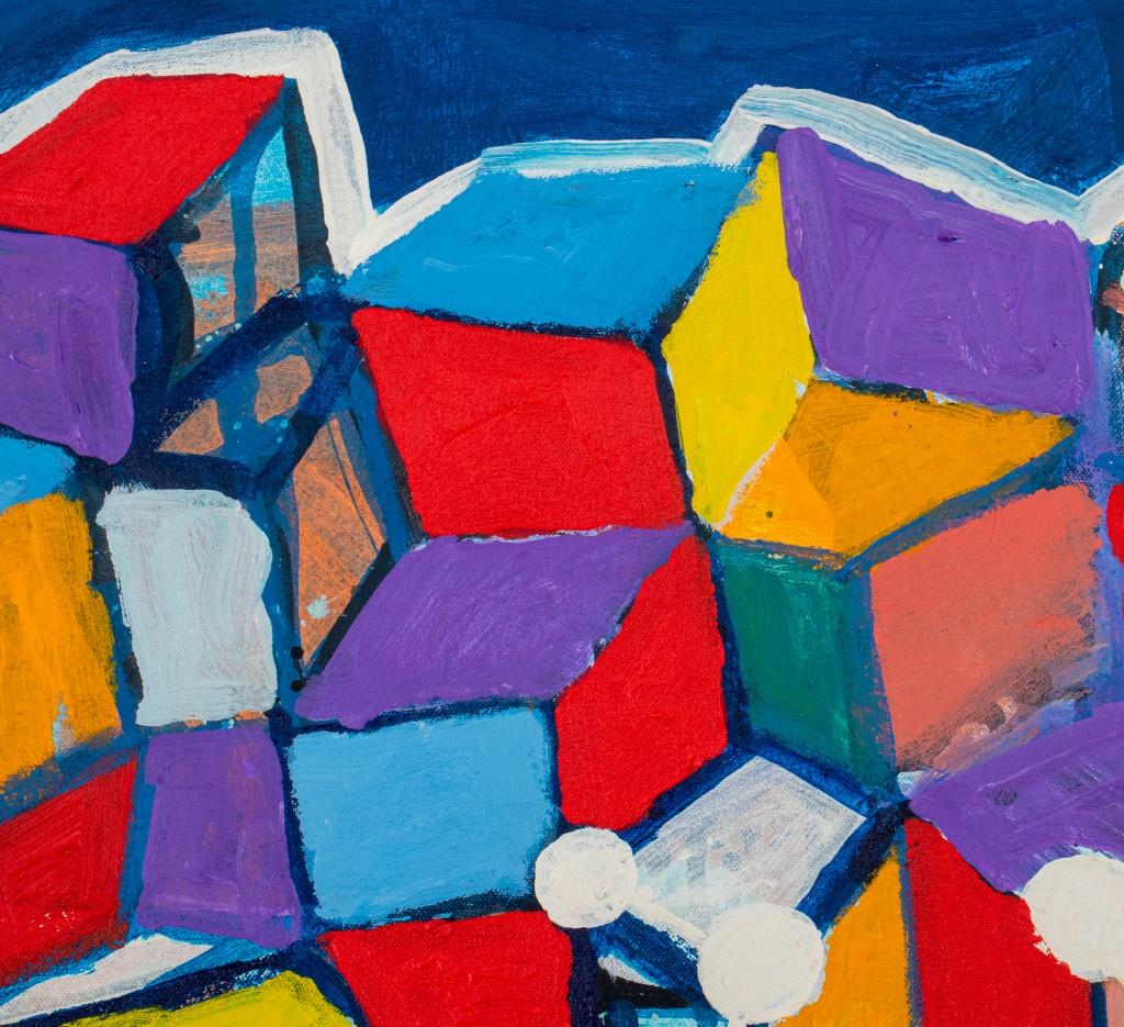 Huile sur toile cubiste abstraite de Domenick Capobianco Bon état - En vente à New York, NY