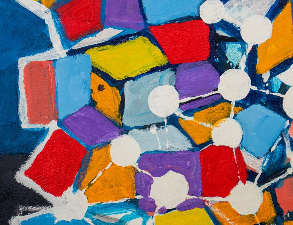 20ième siècle Huile sur toile cubiste abstraite de Domenick Capobianco en vente