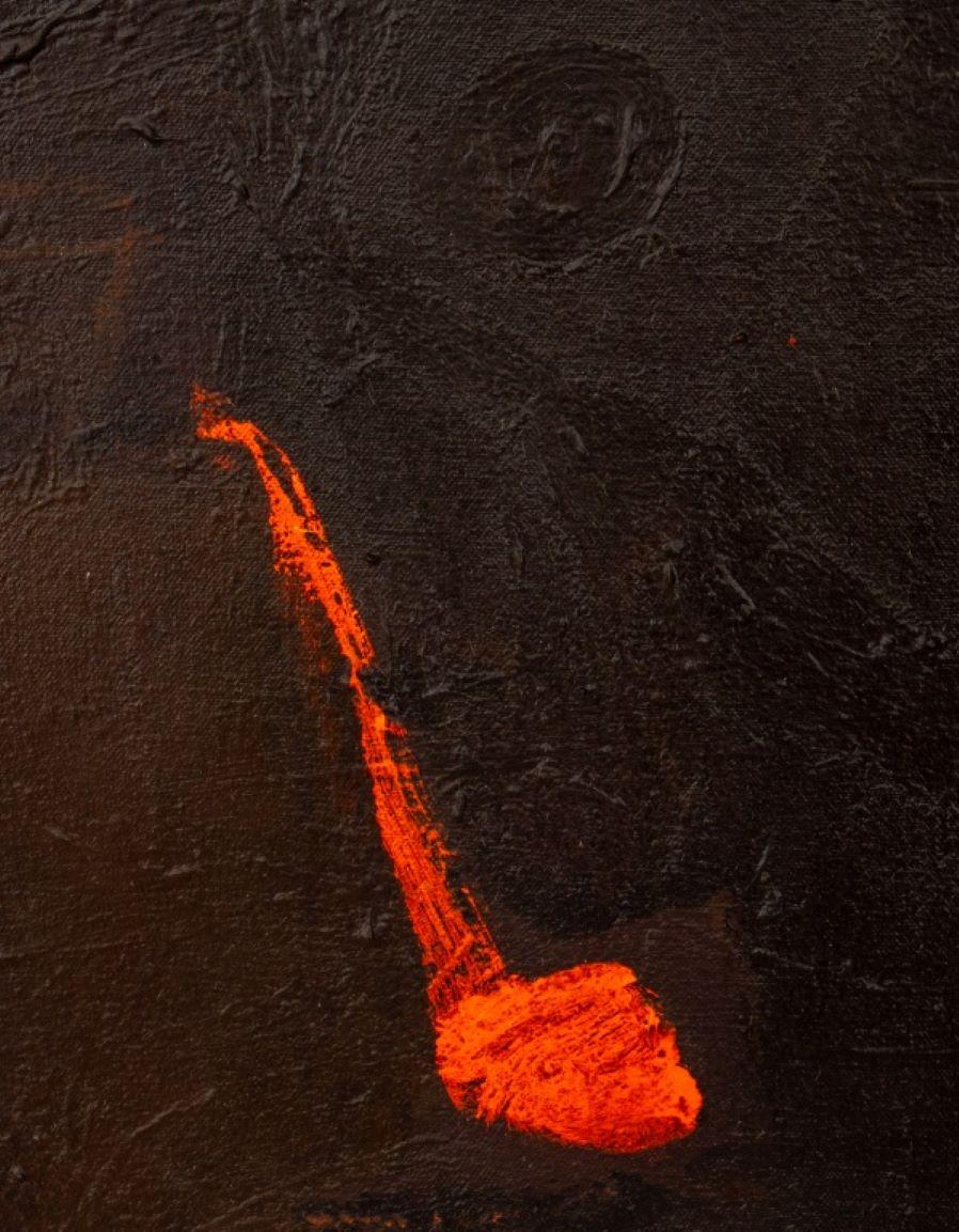 Domenick Capobianco (americano, nato nel 1928), Composizione espressionista astratta, Olio su tela, apparentemente non firmato, timbri 