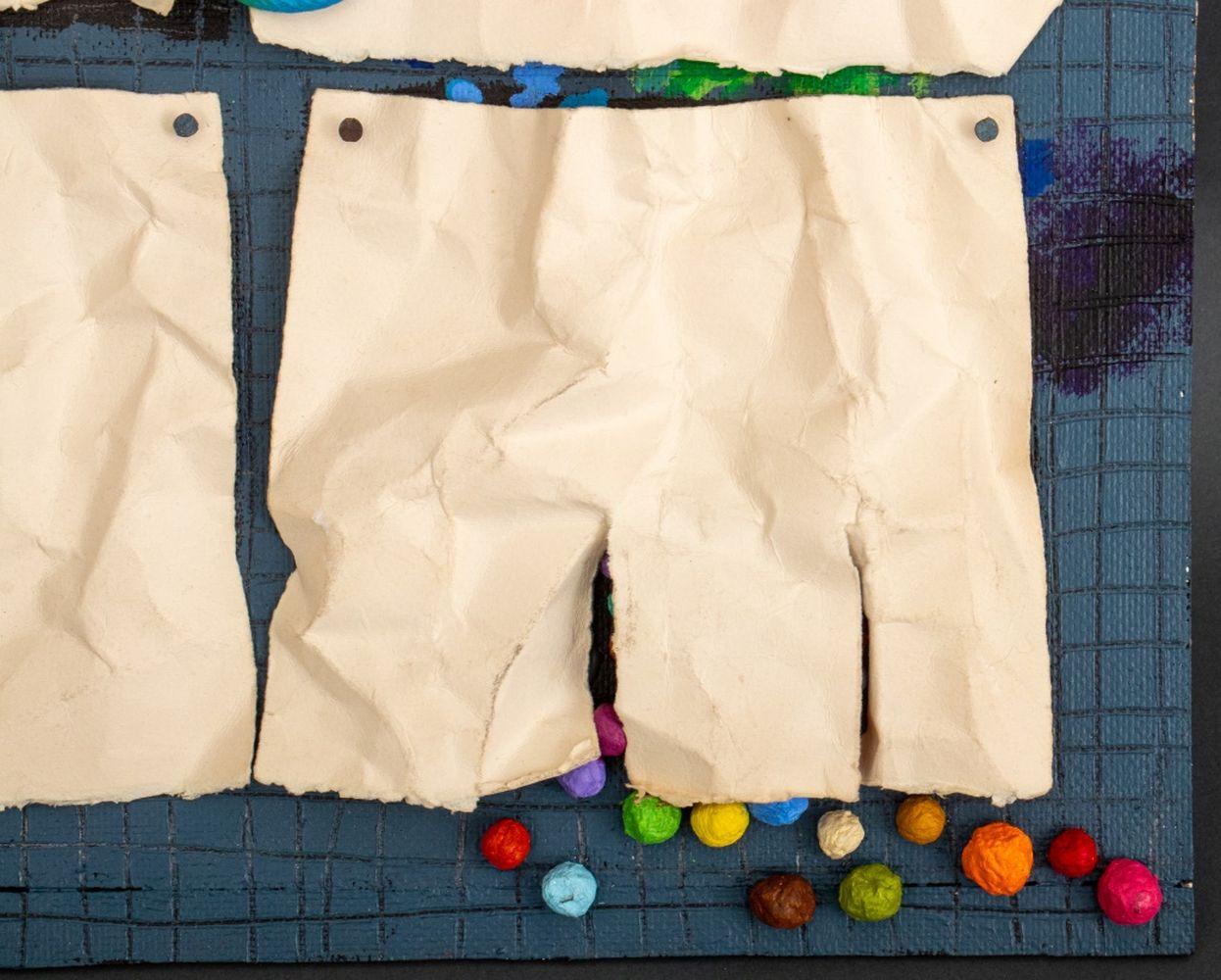 Domenick Capobianco (American, b. 1928), Abstract Composition, Mixed Media Collage, mounted on flat painted grid, marked 