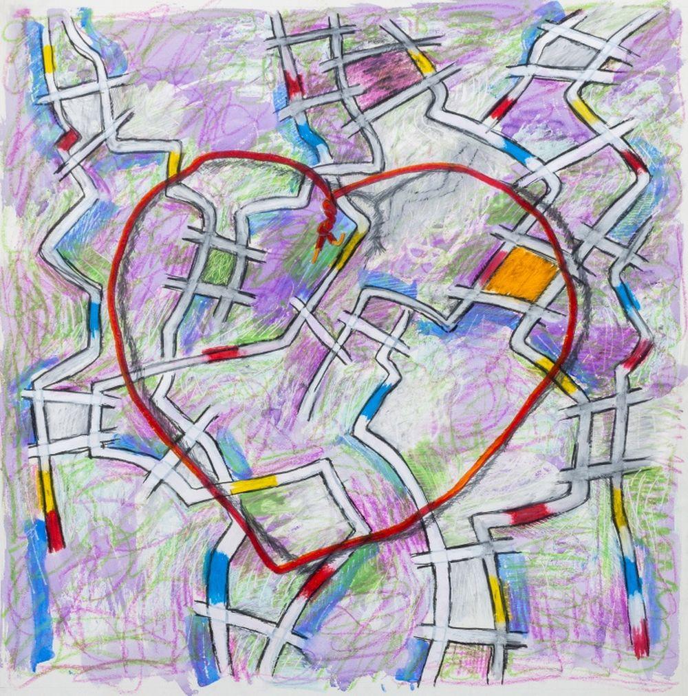 Abstraktes Herz (Zeitgenössisch), Mixed Media Art, von Domenick Capobianco 