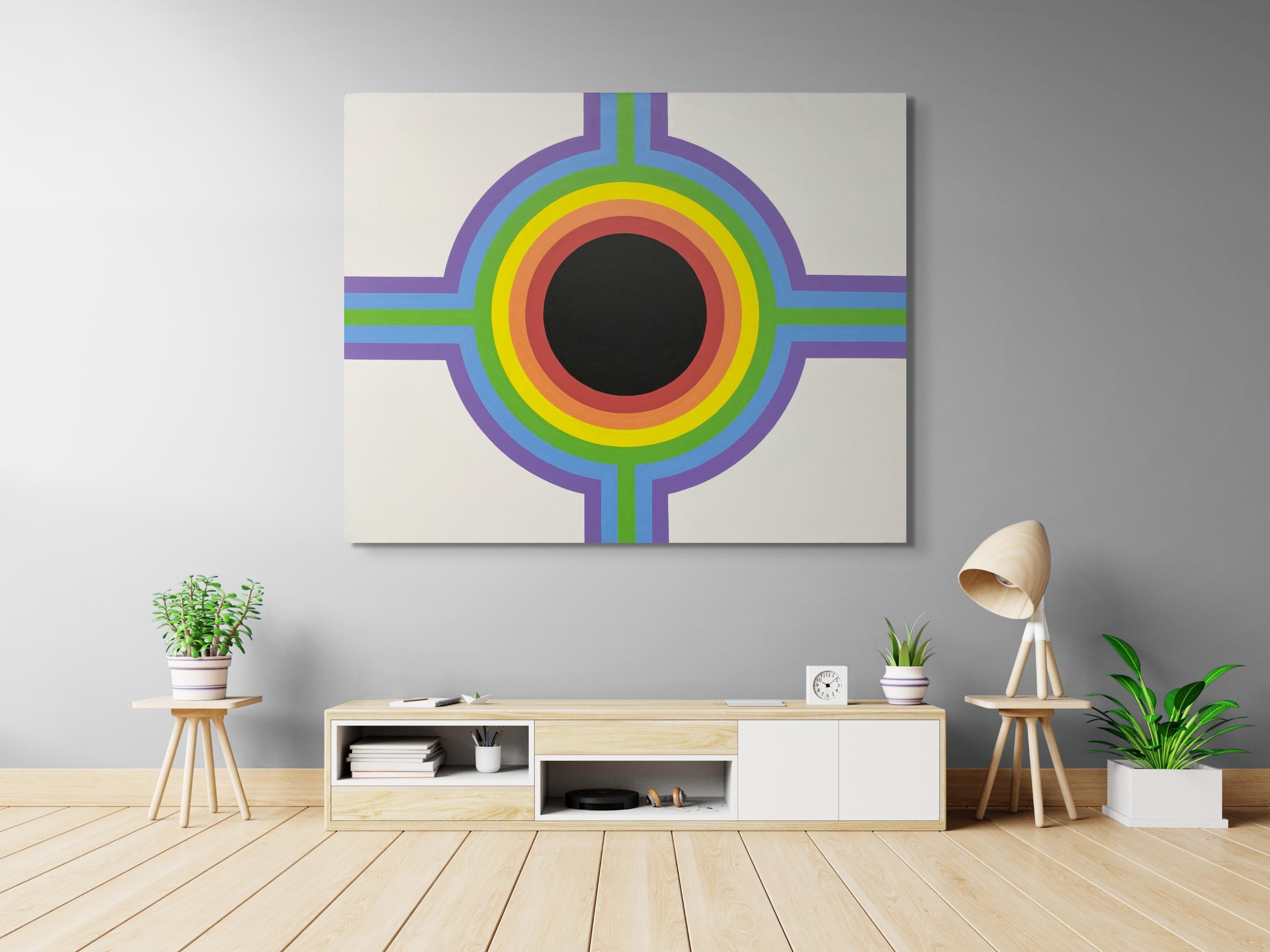 Black Center, Geometric Composition - Painting by Domenick Capobianco 
