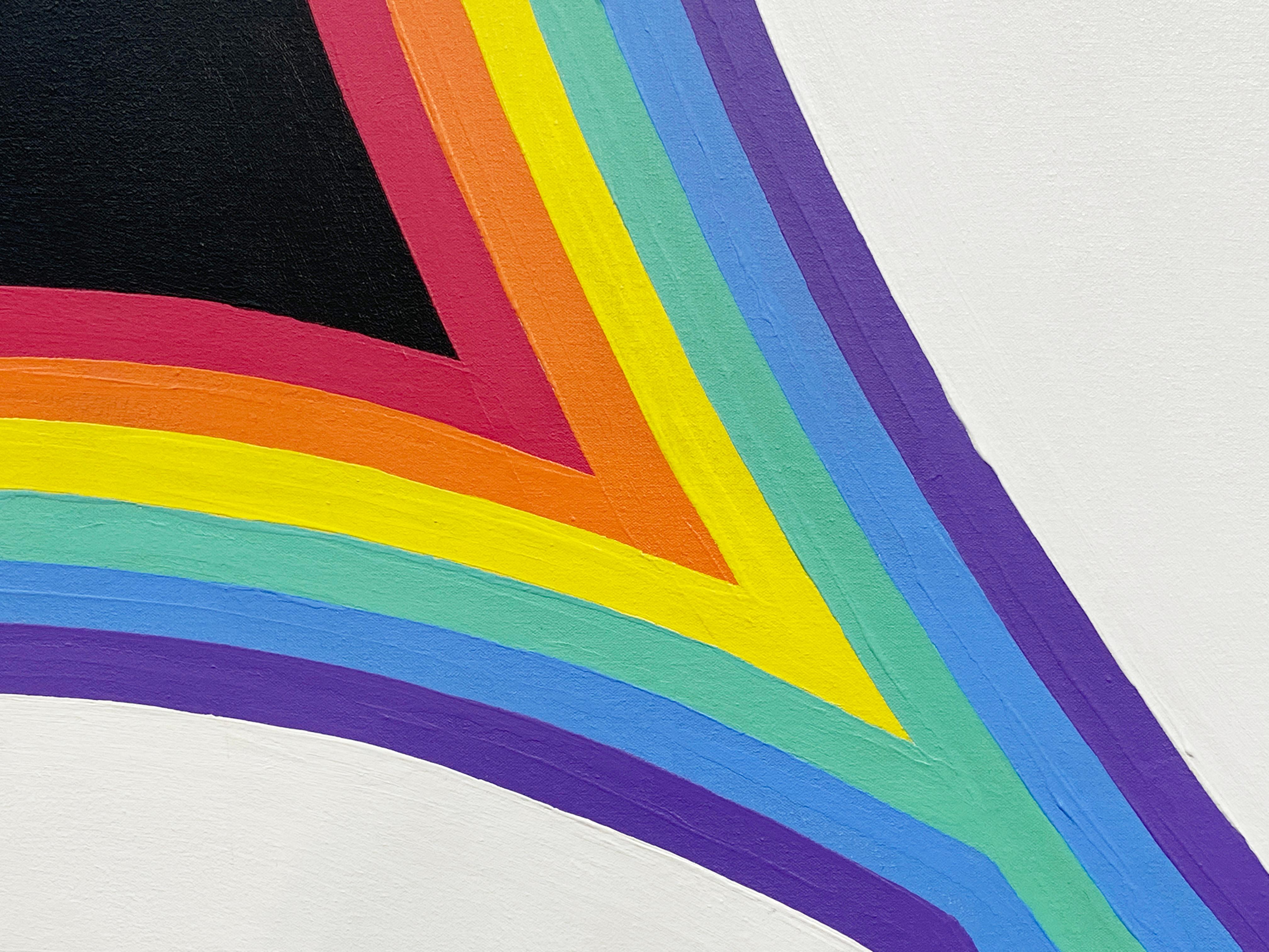 Connected Curves, Geometric Composition - Gray Abstract Painting by Domenick Capobianco 