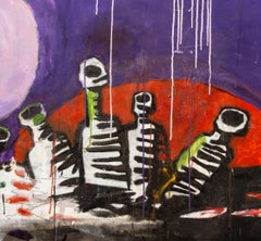 Domenick Capobianco Green Bottles Oil on Canvas