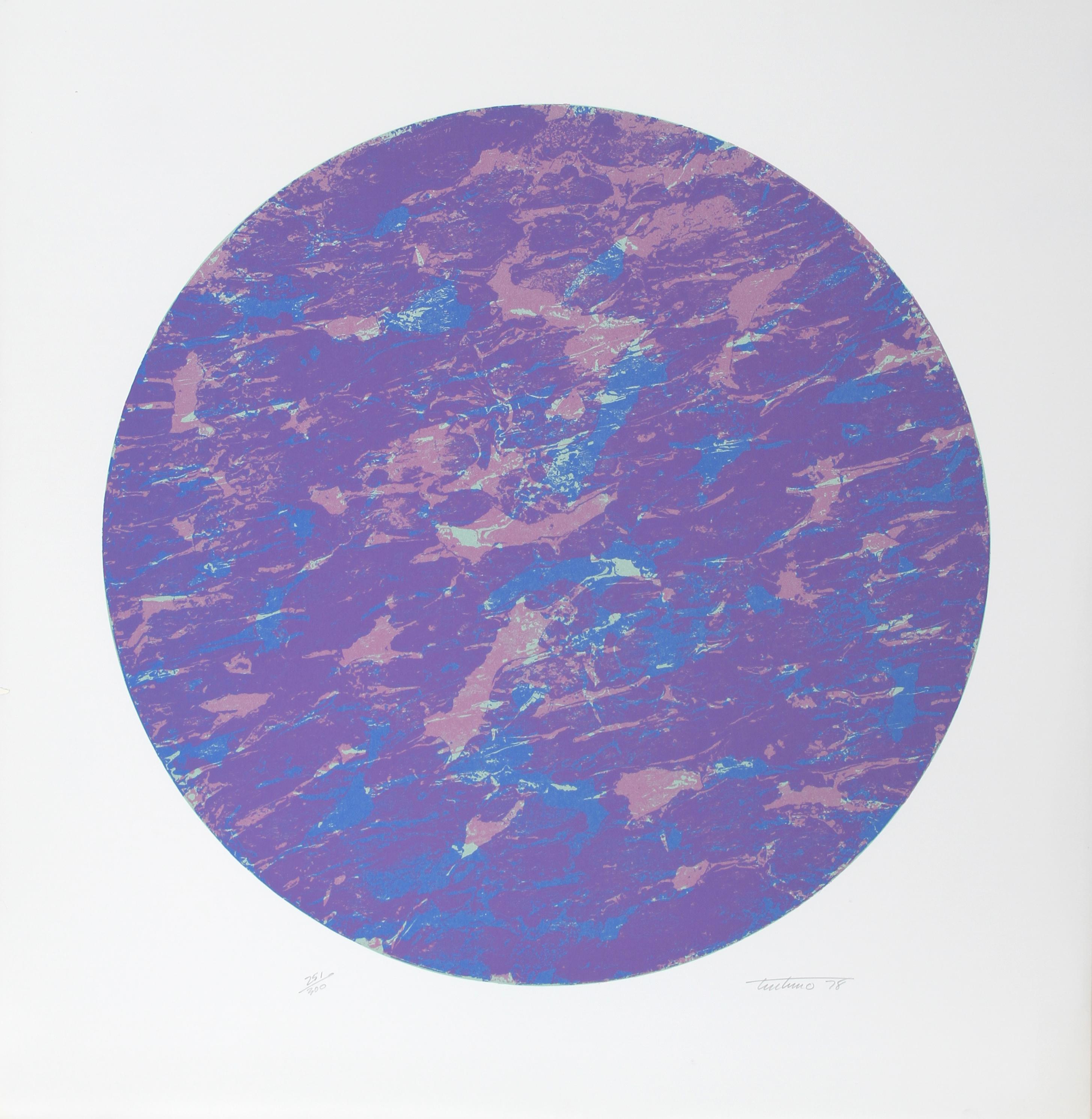 Artist: Domenick Turturro, Italian/American (1936 - 2002)
Title:  Moonscape
Year: 1980
Medium: Serigraph, signed and numbered in pencil
Edition: 300
Image Size: 30 inches diameter
Size: 39 in. x 38 in. (99.06 cm x 96.52 cm)