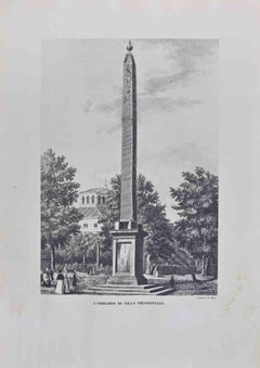 L'Obelisco di Villa Celimontana, Roma - Acquaforte di D. A. - XIX secolo