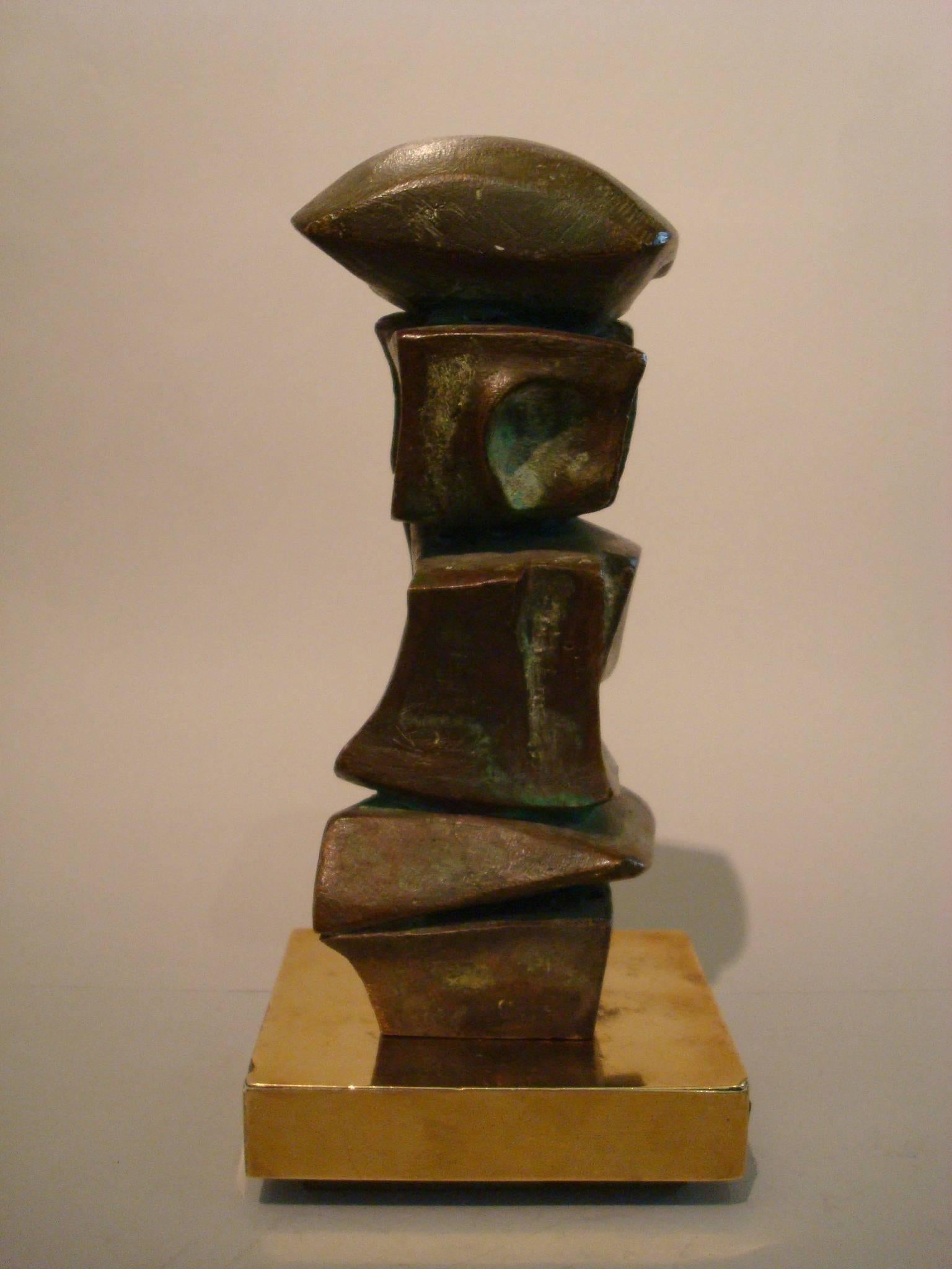 Mid Century Domenico Calabrone Signed Bronze Sculpture Italy Brazil Abstract  3