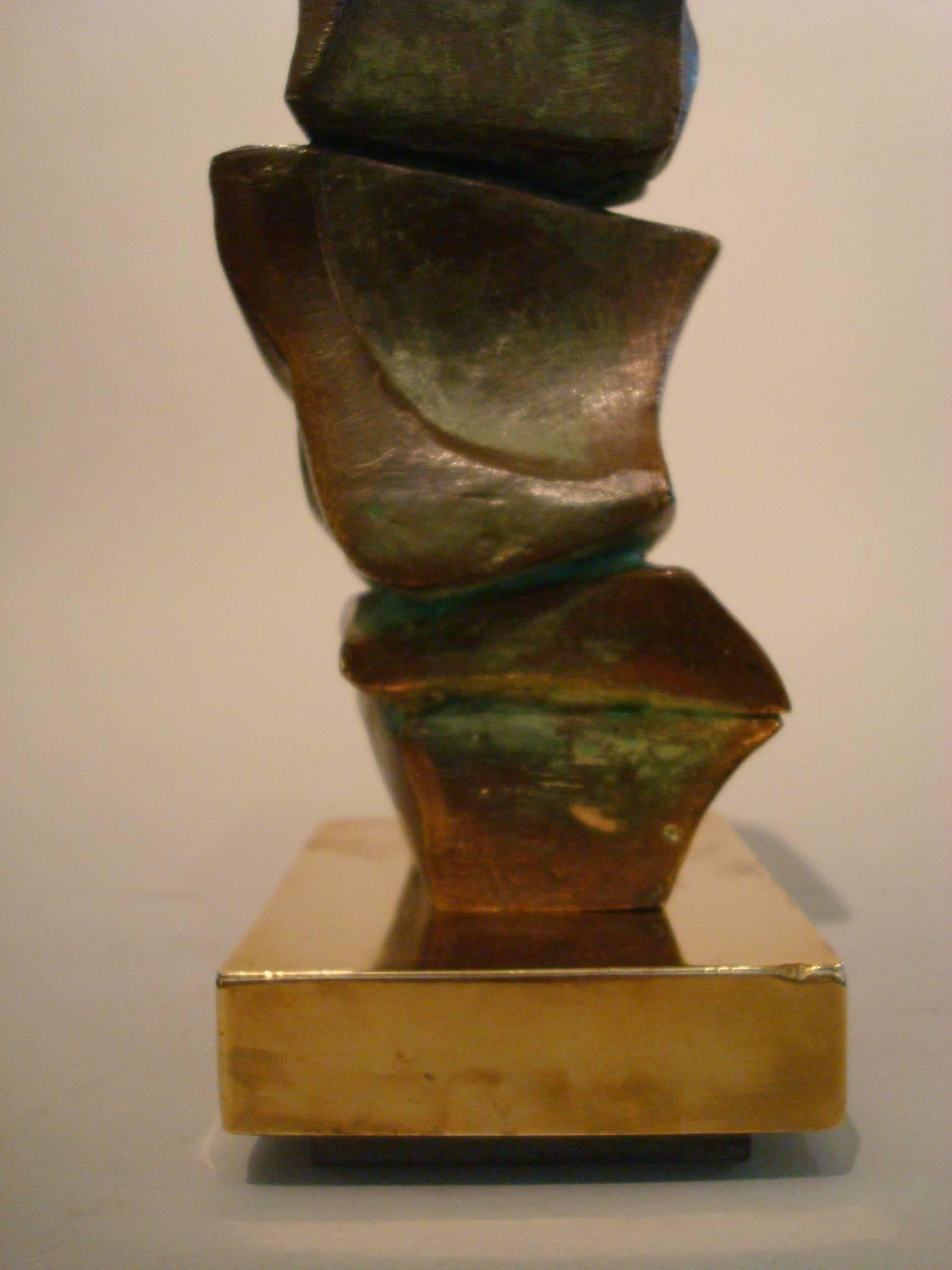 Brazilian Mid Century Domenico Calabrone Signed Bronze Sculpture Italy Brazil Abstract 
