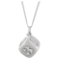 Domenico Camerati 18K Gold Diamond Pave and White Agate Dice Pendant Necklace