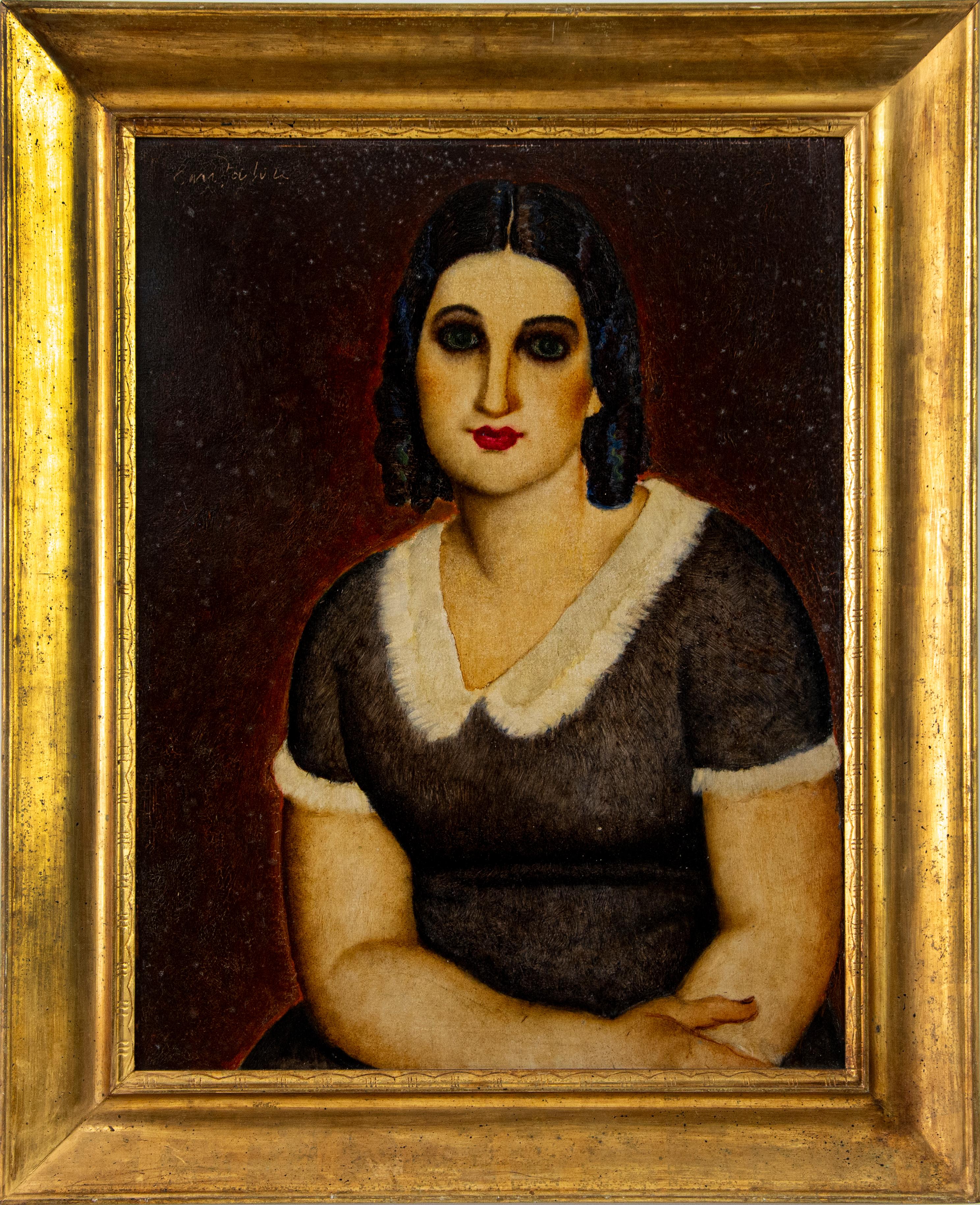 Portrait de femme - Huile sur contreplaqué de Domenico Cantatore - 1920 environ
