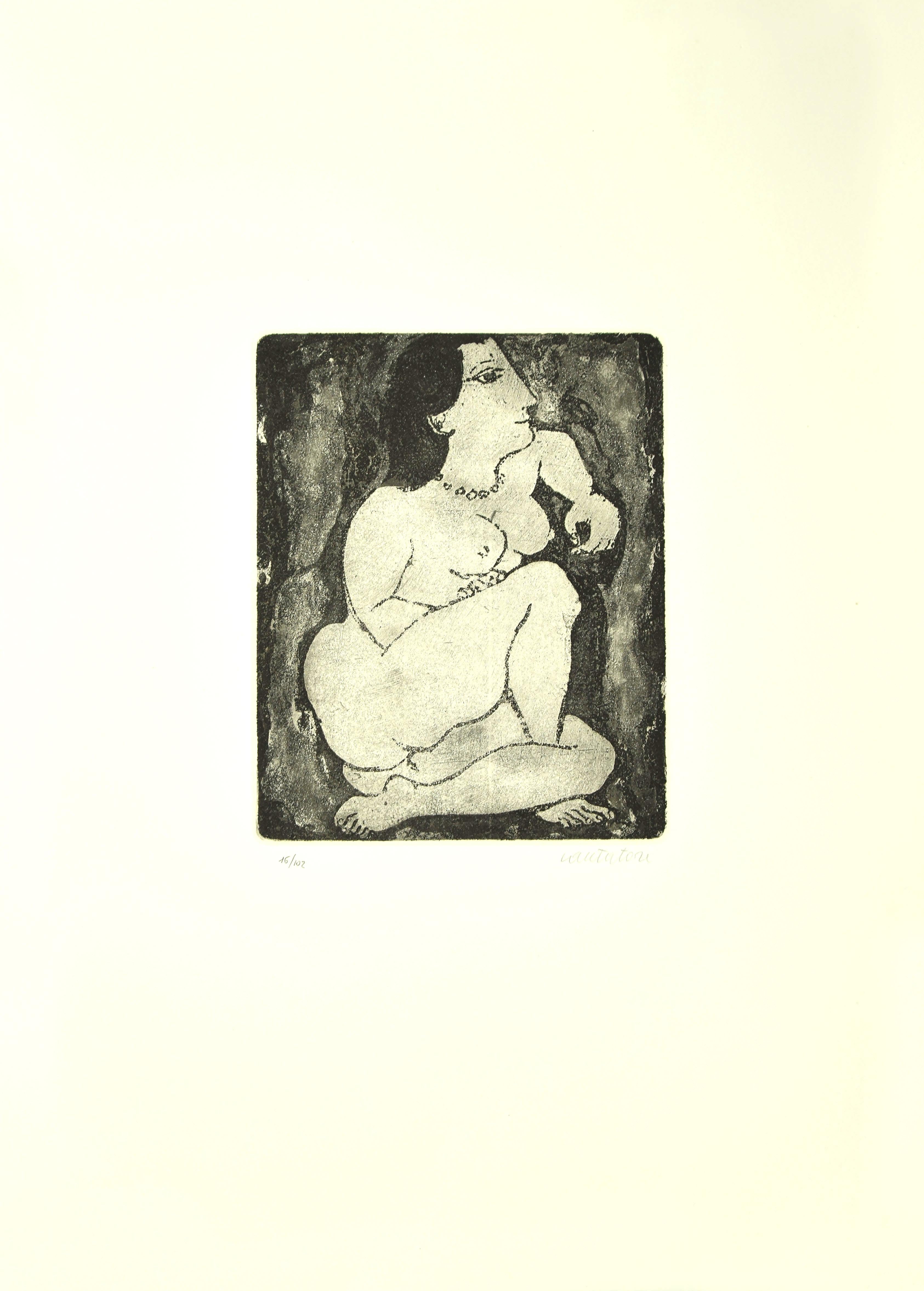 Nude - Etching by D. Cantatore - 1964 - Print by Domenico Cantatore 
