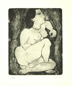 Nude - Original Etching by D. Cantatore - 1964