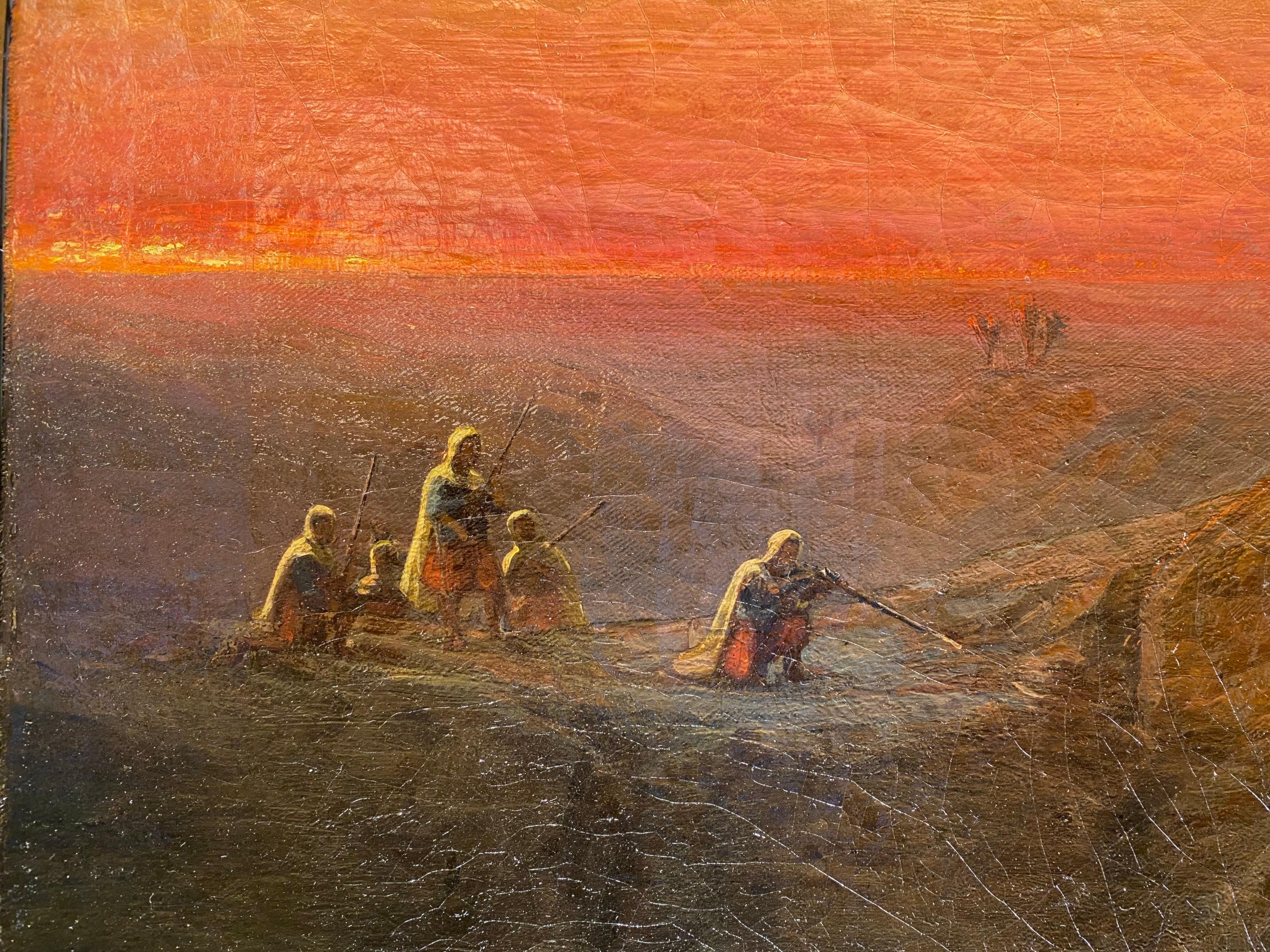 Pintura orientalista El león cazando de Domenico Ferri 1895 5