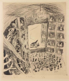 Il Teatro - Etching by Domenico Gnoli - 1960s