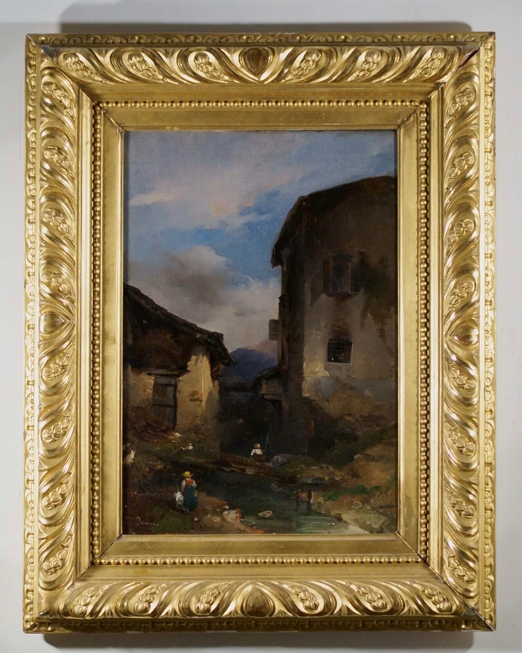 Paisaje de montaña Pintura de la Escuela de Brera Firmado Colección Bernasconi